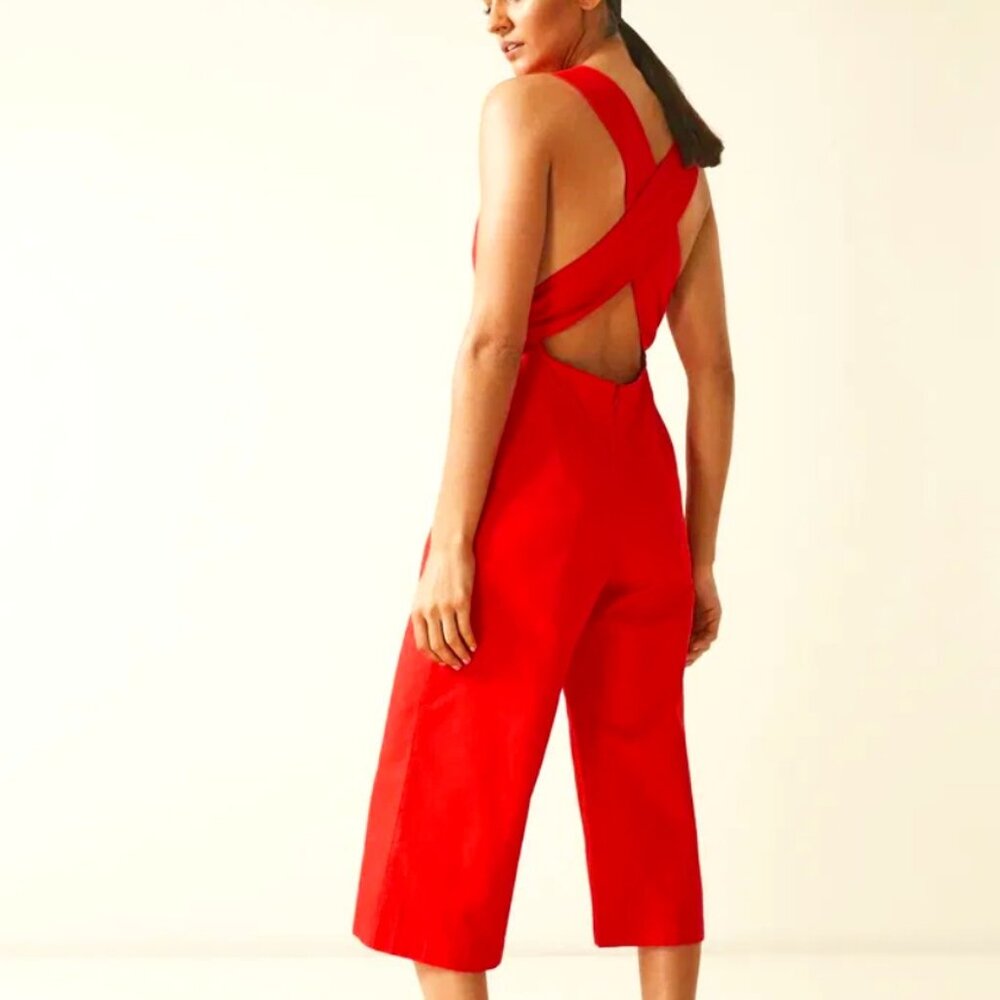 REISS Daphne Plunge Front Jumpsuit in Red,  UK 4 / US 0-NWT